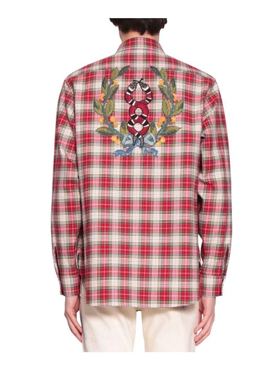 Shop Gucci Wool Embroidered Shirt In Rosso