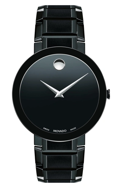 Shop Movado Sapphire Bracelet Watch, 39mm In Black