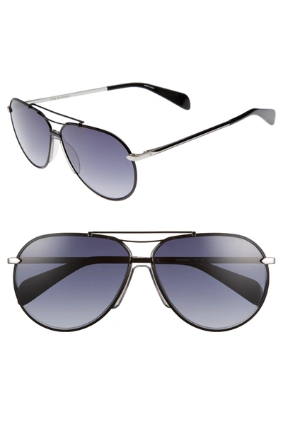 Shop Rag & Bone 61mm Aviator Gradient Sunglasses In Ruthenium/ Matte Black