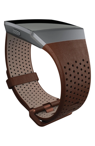 Shop Fitbit Ionic Accessory Band In Cognac