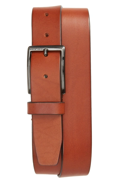 Shop Hugo Boss Sammyo Leather Belt In Medium Brown