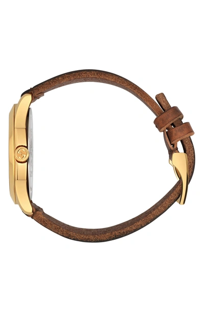 Shop Gucci Snake Insignia Leather Strap Watch, 38mm In Brown