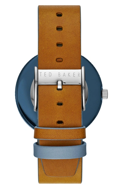 Shop Ted Baker Josh Leather Strap Watch, 42mm In Blue/ Brown