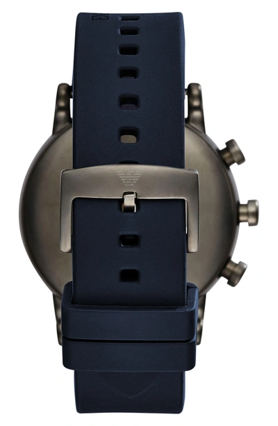 Shop Emporio Armani Silicone Strap Hybrid Smartwatch, 43mm In Blue/ Blue