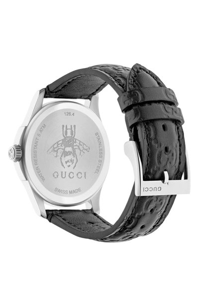 Shop Gucci G-timeless Leather Strap Watch, 38mm In Black