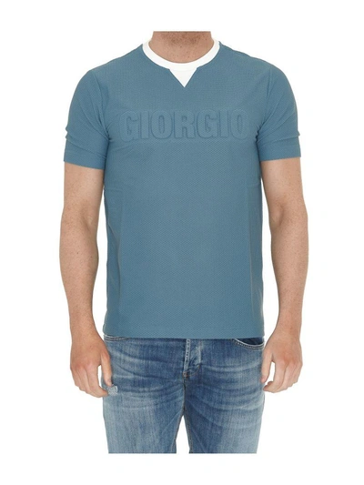 Shop Giorgio Armani Tshirt In Cerulean