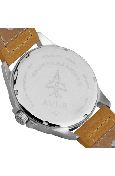 Shop Avi-8 'hawker Harrier Ii' Leather Strap Watch, 45mm In Black/ Tan