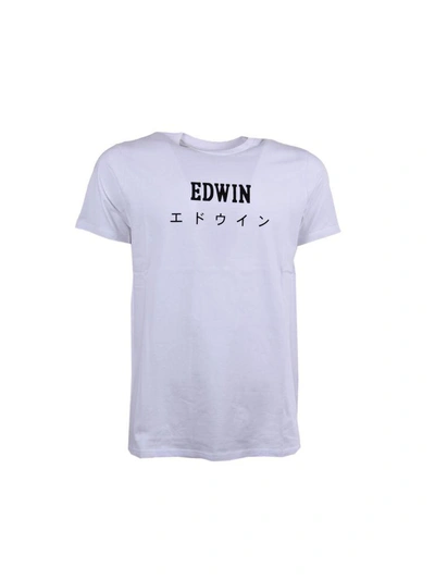 Shop Edwin Branded T-shirt In White