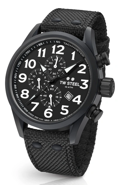Shop Tw Steel Volante Chronograph Web Strap Watch, 45mm In Black