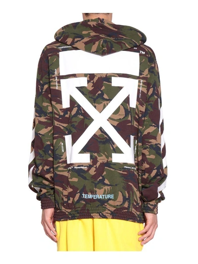 Shop Off-white Diagonal Camouflage Cotton Hoodie In Verde