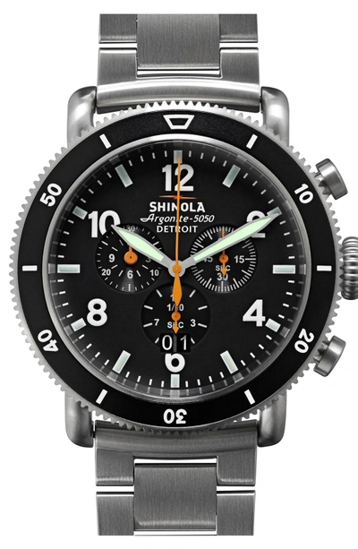 Shop Shinola 'the Black Blizzard' Chronograph Interchangeable Strap Watch, 48mm (limited Edition) In Silver/ Black