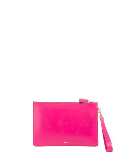 Anya Hindmarch Shearling Heart Zip Wristlet Pouch Bag, Magenta In ...