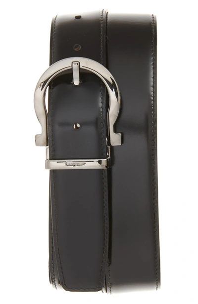 Shop Ferragamo Reversible Leather Belt In Madera/ Black