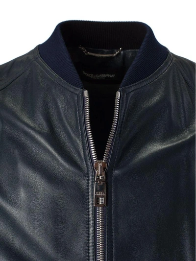 Shop Dolce & Gabbana Zip-up Bomber In Blu Scurissimo