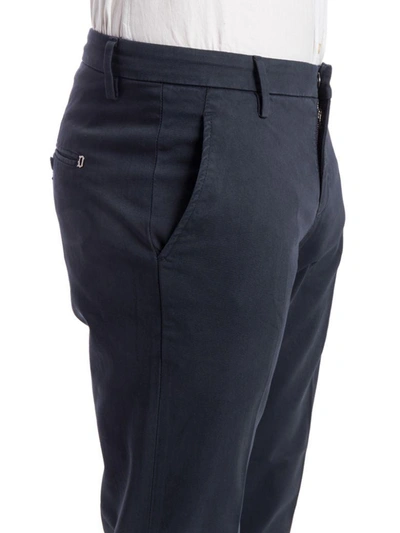 Shop Dondup Cotton Blend Gaubert Trousers In Navy