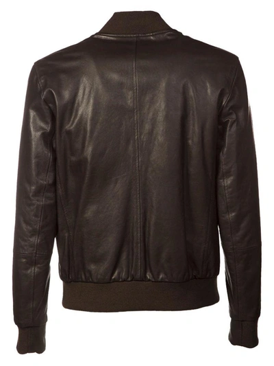 Shop Brunello Cucinelli Leather Bomber Jacket