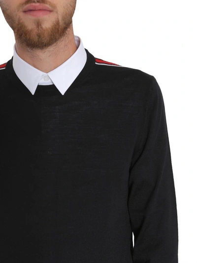 Shop Dior Homme Sweater With Striped Ribbing In Nero