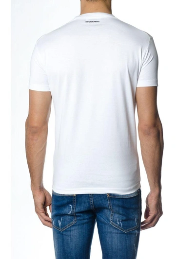 Shop Dsquared2 White Cotton T-shirt With Color Block Prints
