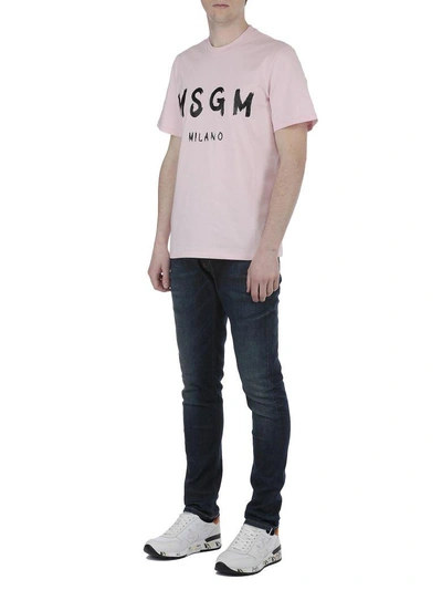 Shop Msgm Cotton T-shirt In Pink