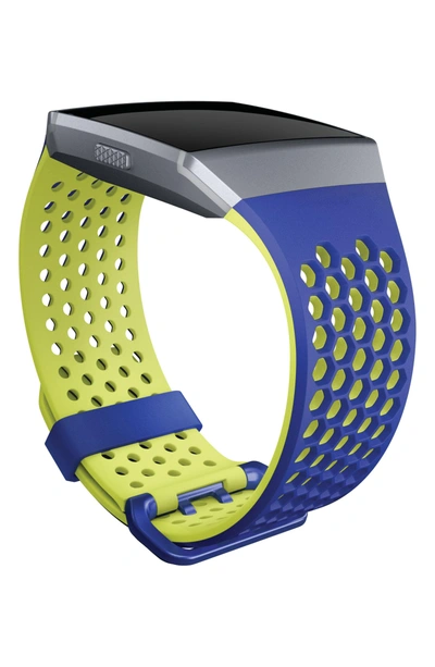 Shop Fitbit Ionic Accessory Band In Blue Yellow