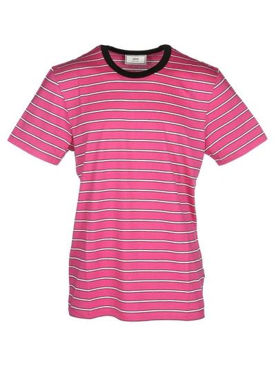 Shop Ami Alexandre Mattiussi Ami Tshirt Stripes In Rose Stripes