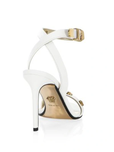 Shop Versace Leather High Heel Sandals In White