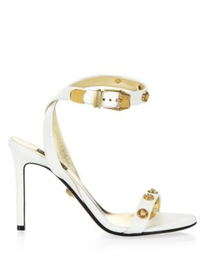 Shop Versace Leather High Heel Sandals In White