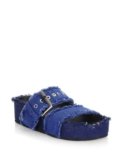 Shop Rag & Bone Evin Denim Flatform Sandals In Blue Denim