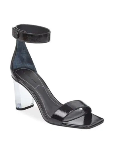 Shop Kendall + Kylie Metallic Leather Ankle Strap Sandals In Black