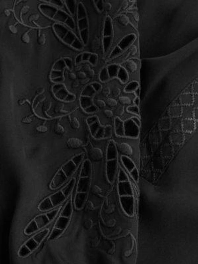 Shop Kobi Halperin Embroidered Silk Blouse In Black