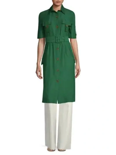 Shop Derek Lam Short-sleeve Utility Shirt Dress In Kelly Green