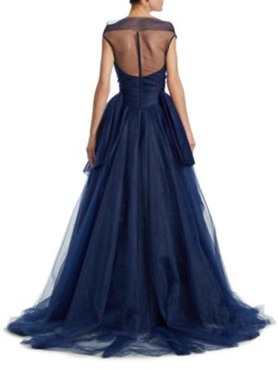 Shop Zac Posen Convertible Tulle Ball Gown In Navy