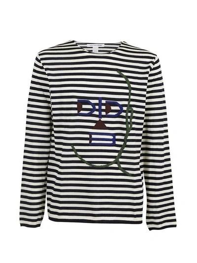 Shop Comme Des Garçons Shirt Stripe Sweater In Bianco-blu