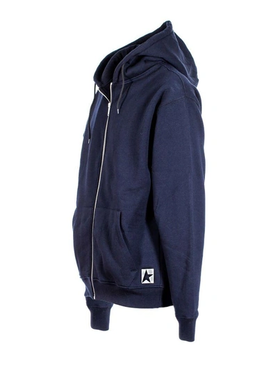 Shop Golden Goose Logo Printed Zip Jacket In Navy