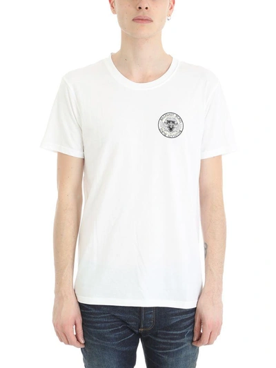 Shop Balmain White Cotton Tshirt With Rounded Logo