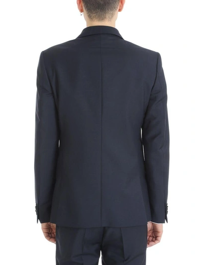 Shop Givenchy Two-button Dress In Blue Wool
