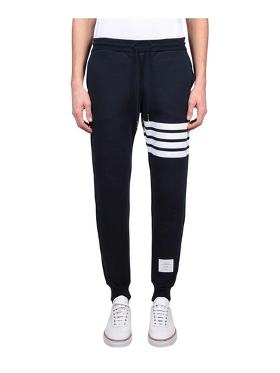 Shop Thom Browne Striped Cotton Sweatpants In Blu