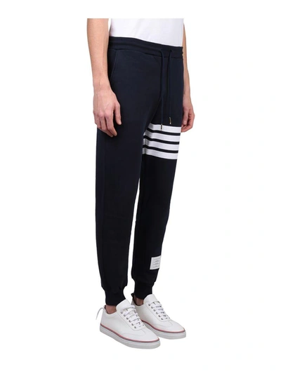 Shop Thom Browne Striped Cotton Sweatpants In Blu