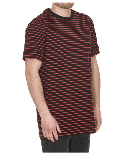 Shop Neil Barrett Striped T-shirt In Black+red