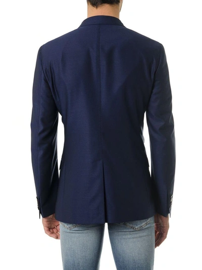 Shop Dolce & Gabbana Navy Blu Wool Twofold Jacket