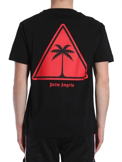 Shop Palm Angels Round Collar T-shirt In Nero