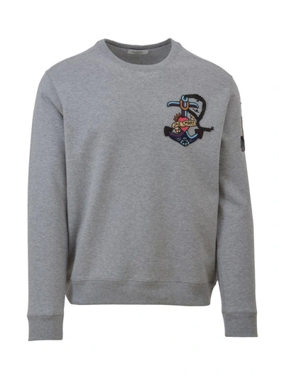 Shop Valentino Embroidered Grey Sweatshirt