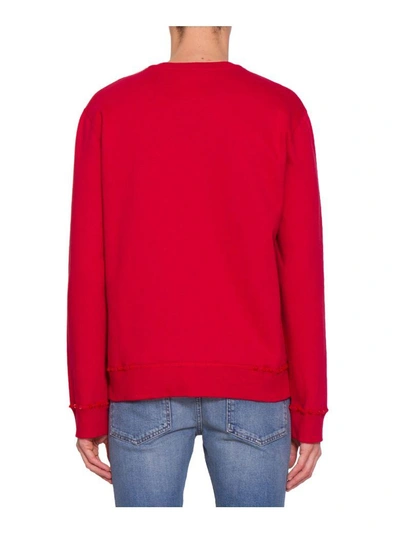 Shop Valentino Rockstud Untitled Cotton Sweatshirt In Rosso