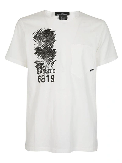 Shop Stone Island Shadow Project Printed T-shirt In Bianca