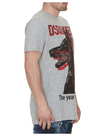 Shop Dsquared2 Dog Print T-shirt In Grey Melange