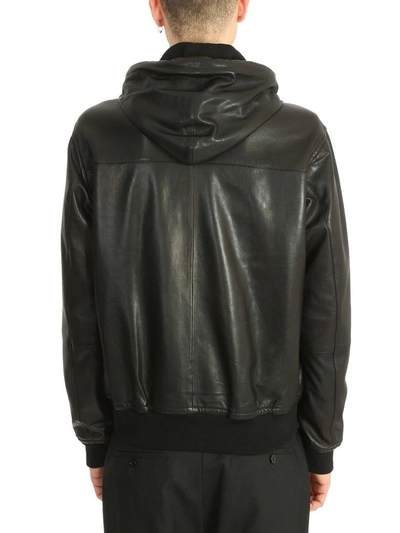 Shop Maison Margiela Black Leather Jacket