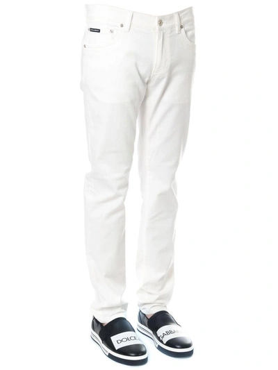 Shop Dolce & Gabbana White Denim Cotton Jeans