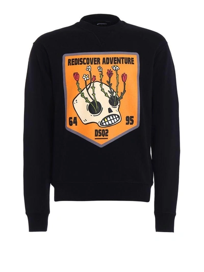 Shop Dsquared2 Rediscover Adventure Print Sweatshirt In Black