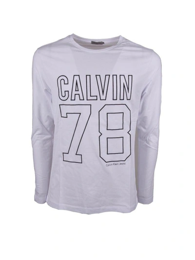 Shop Calvin Klein Jeans Est.1978 Calvin Klein Slim Sporty Logo Sweatshirt In Bright White