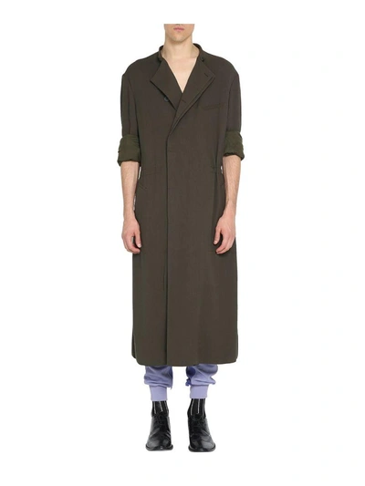 Shop Haider Ackermann Azurite Khaki Silk Jersey Coat In Verde